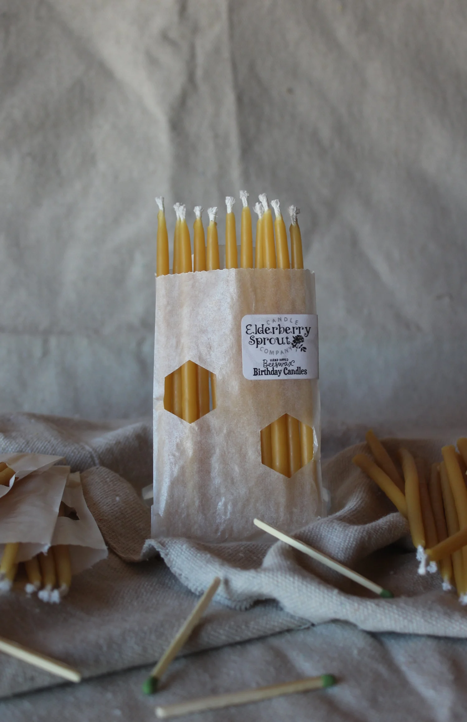 Ten Pack Beeswax Birthday Candles