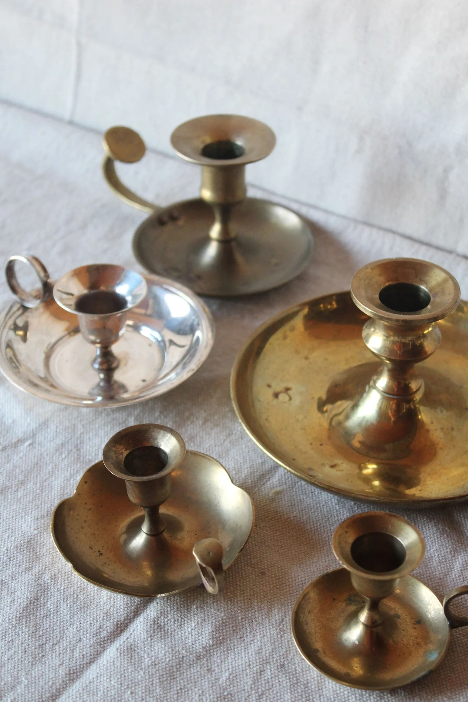 Vintage Brass Handheld Candlesticks - Autumn Equinox Collection