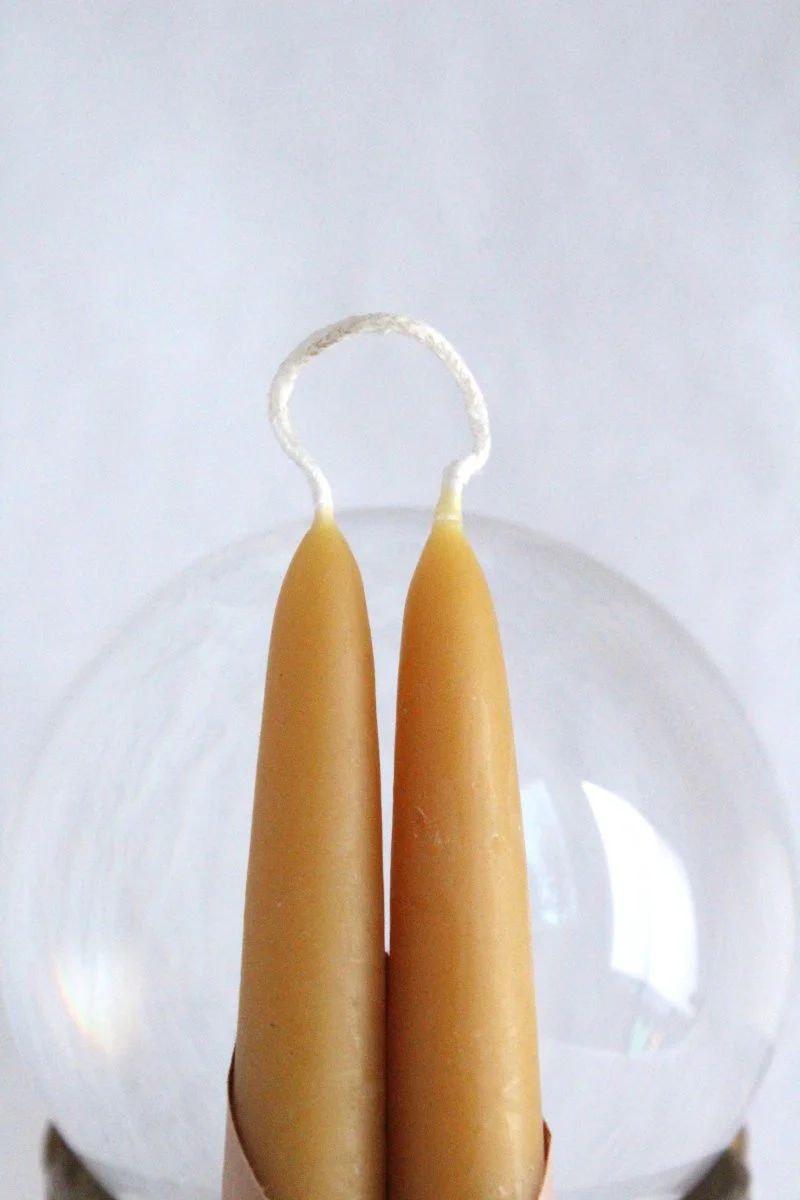 7" Hand Dipped Beeswax Taper Candles
