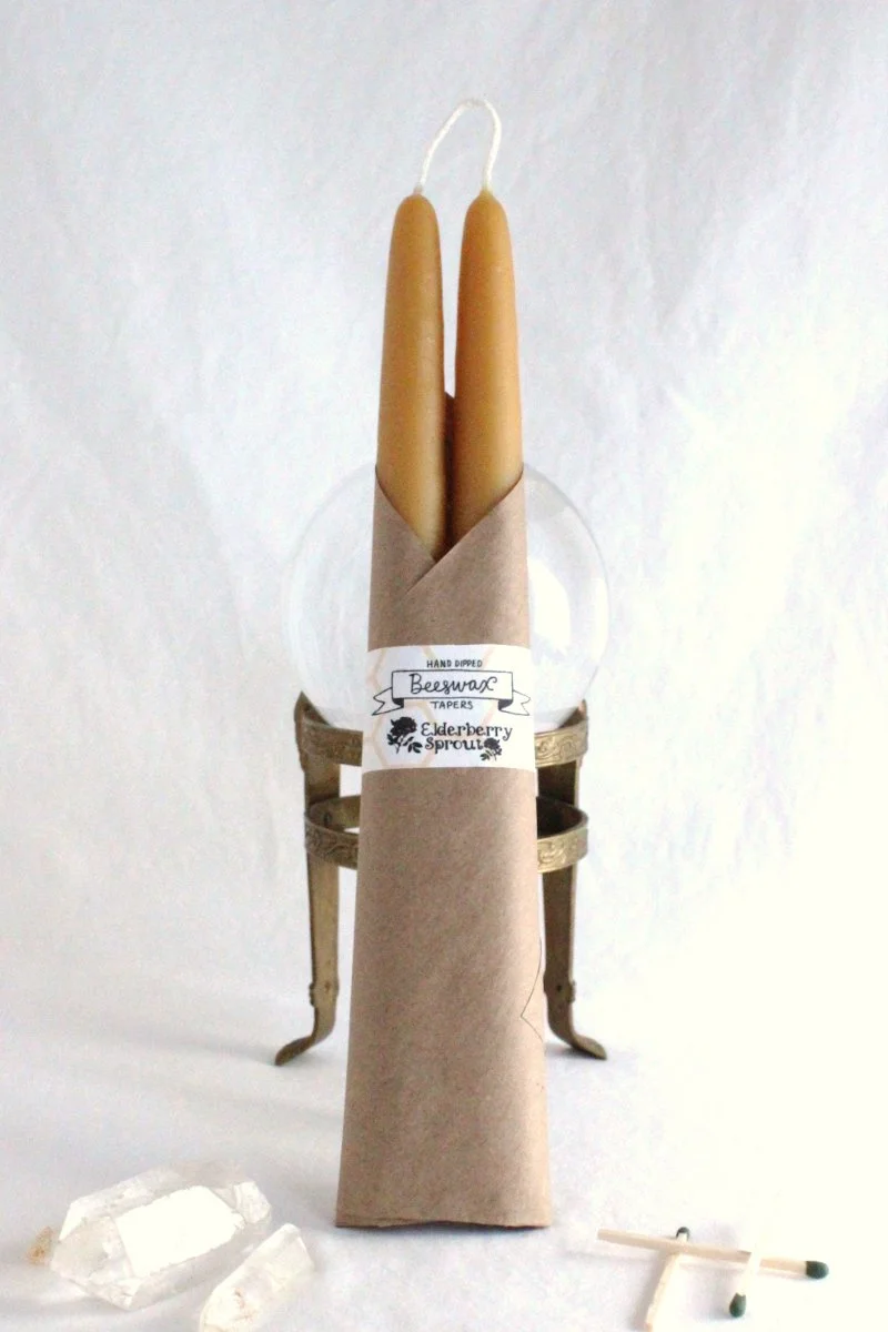 10" Hand Dipped Beeswax Taper Candles